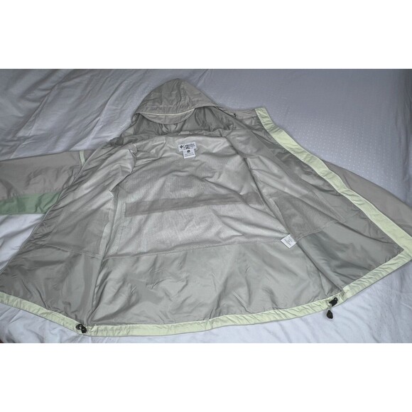 Columbia Womens Rain Coat W/Adjustable Hood Size XL Short Beige/Green - Picture 7 of 14
